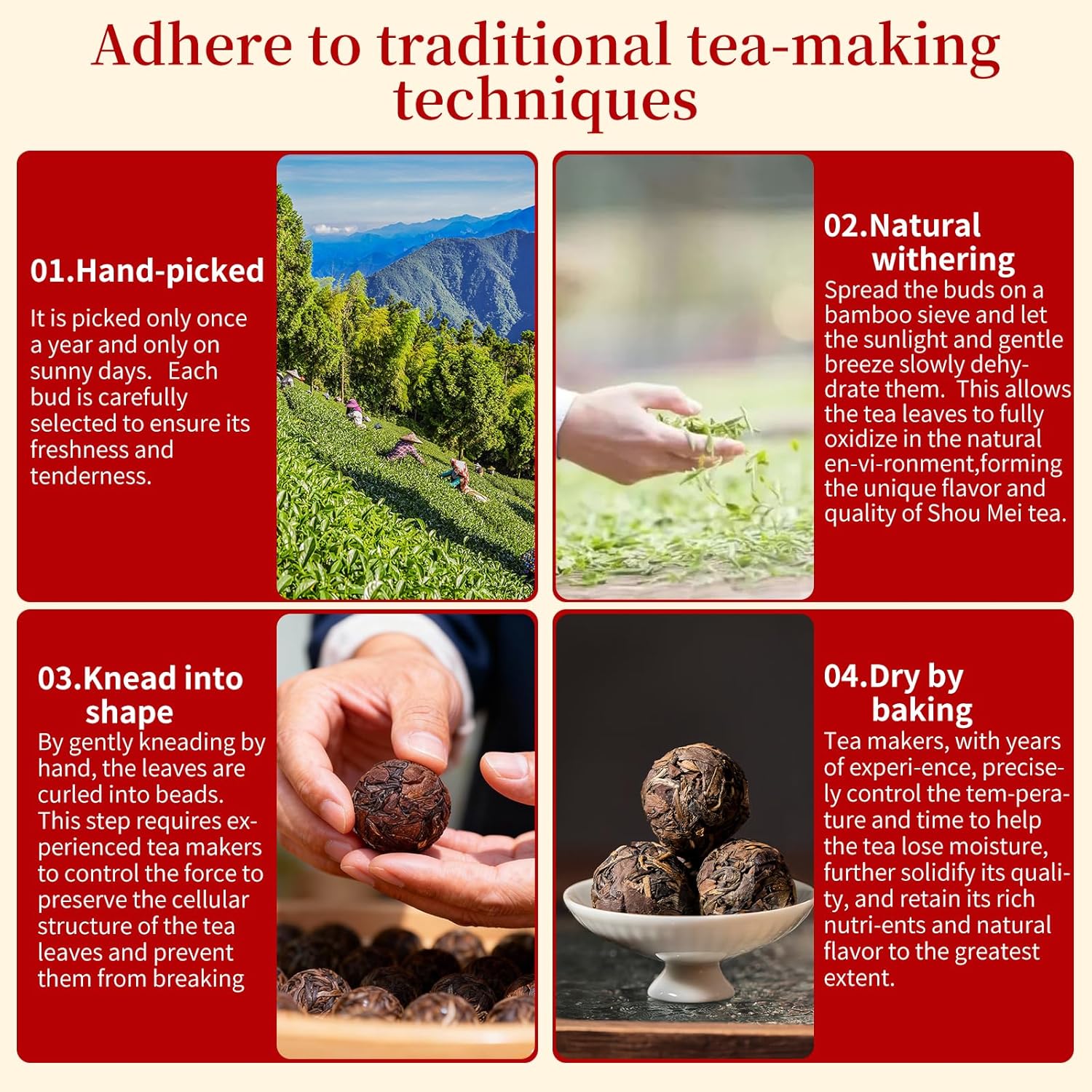 XIXICHA Shou Mei White Tea Pearls Tea Aged White Tea Dragon Pearls Tea Shoumei Tea Fuding White Tea Balls Chinese Tea White Bai Cha Long Zhu 白茶 寿眉 老白茶 福鼎白茶 寿眉龙珠