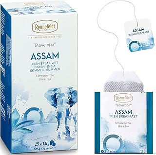 Ronnefeldt Teavelope Assam - Irish Breakfast Black Tea India Summer Bags Tea Individually Wrapped, 25 Count - Strong, Smooth, Caffeinated - Hot or Iced