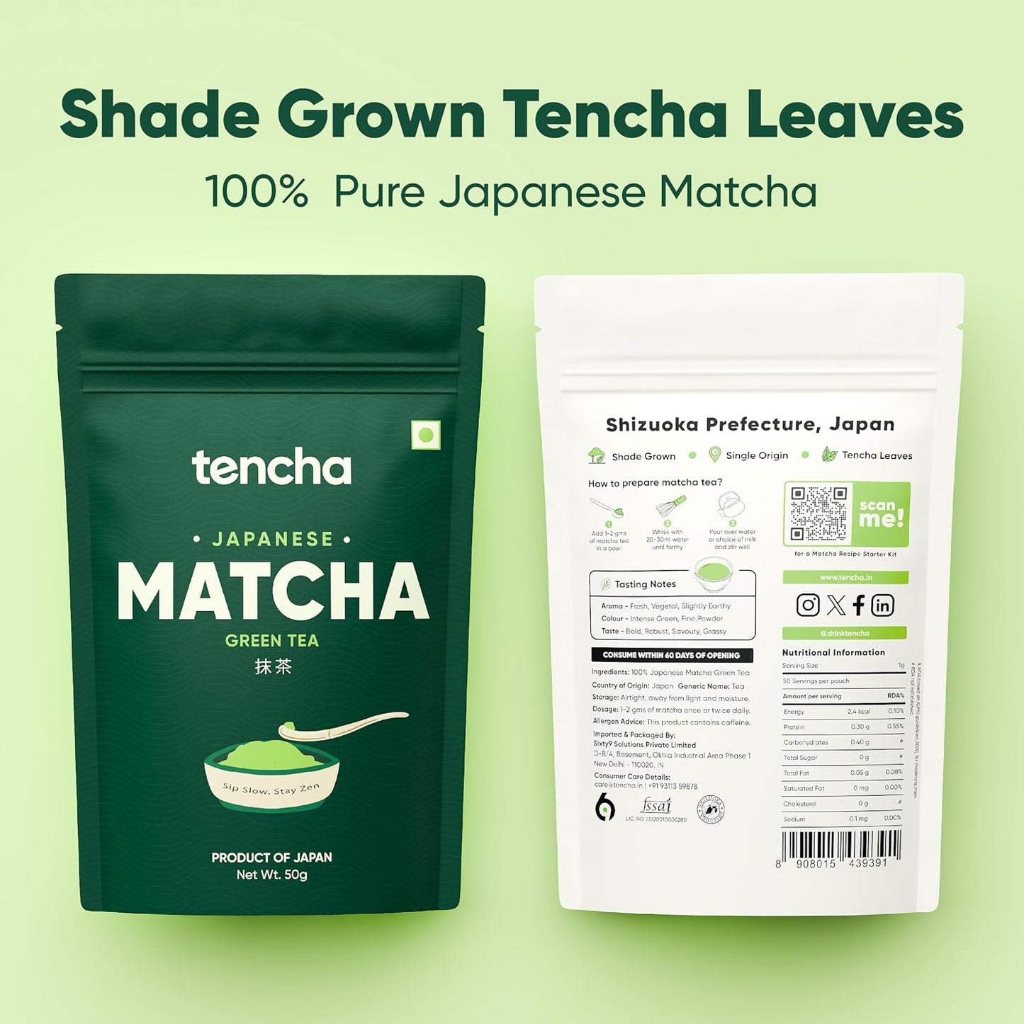 Tencha Premium Matcha Green Tea Powder Japanese Origin 50g | Premium Matcha Powder | Japanese Origin | Smooth Everyday Taste | Fine Texture | 50g Pack Size