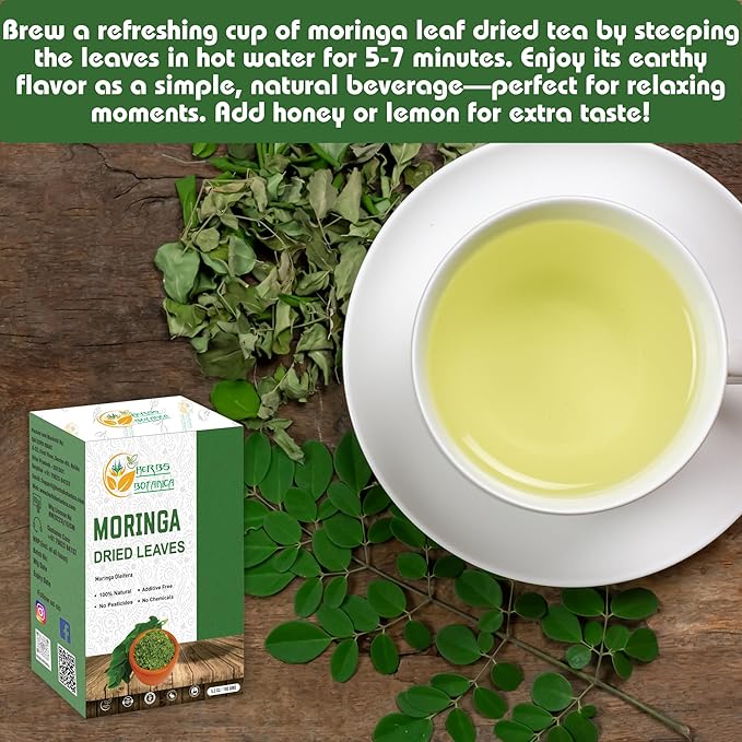 Herbs Botanica Dried Moringa Leaves Tea Leaf Hojas De Moringa Nutrient-Rich Herbal Tea Infusion for Immunity, Energy
