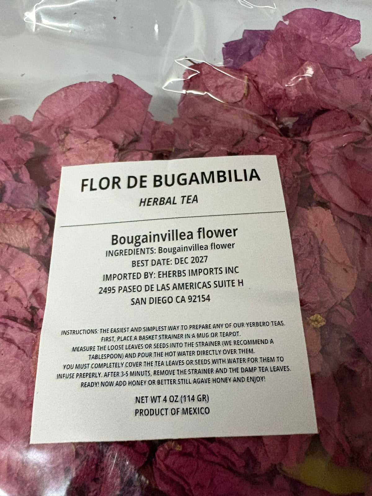 Bugambilia Bougainvillea Herb Herbal Tea 2 oz.-113g Natural Mexican Herb Hierba Wild Crafted Natural De Mexico