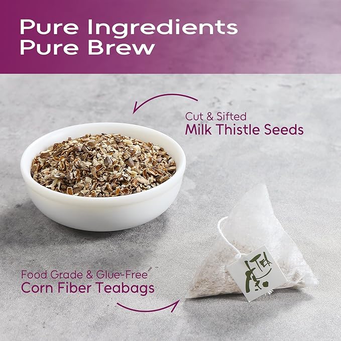 FullChea - Milk Thistle Tea Bags, 100 Count - Premium Milk Thistle Seed - Caffeine-free Herbal Tea