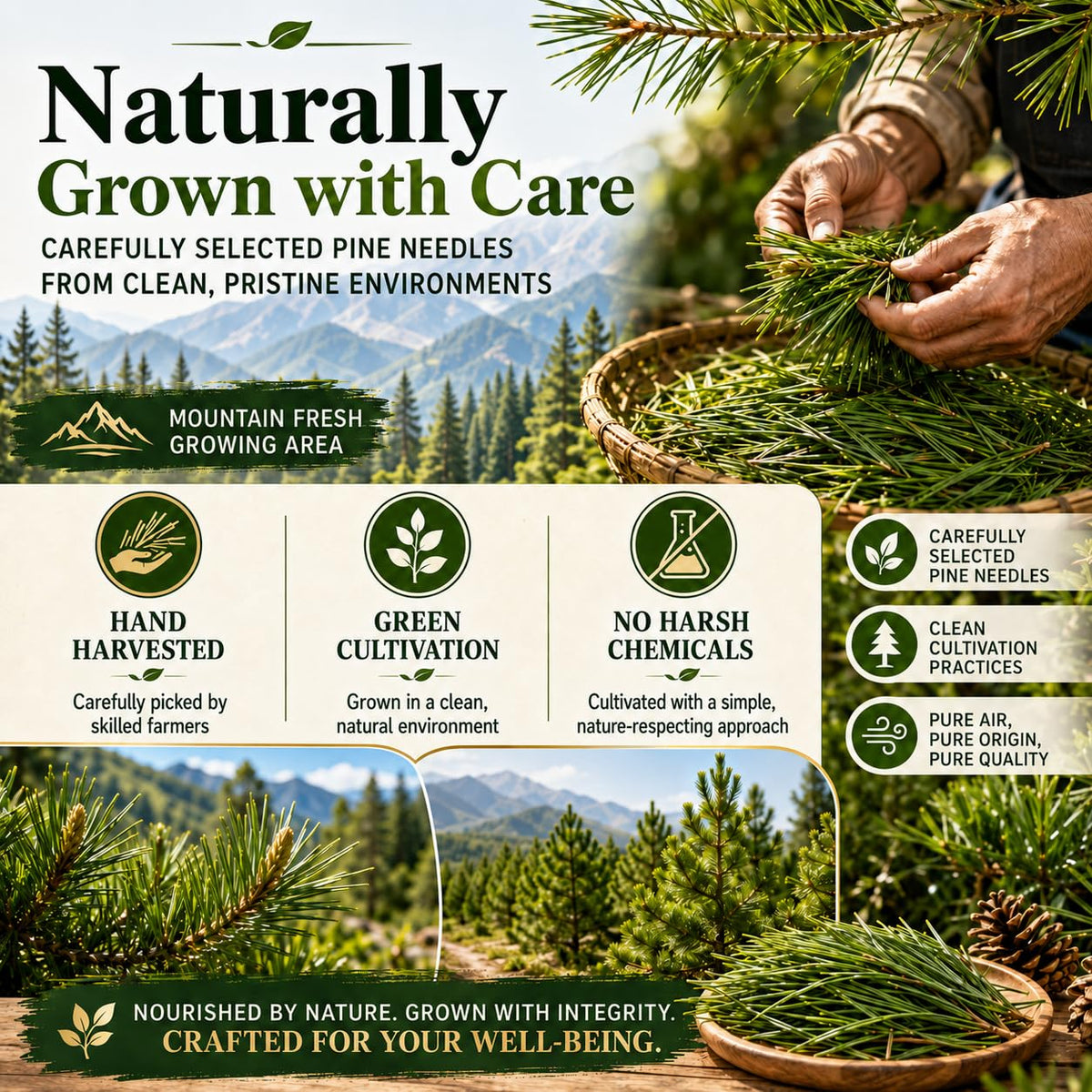 WOTIHA 80 Count Premium Wild-Harvested Pine Needle Tea Bags - 100% Natural White Pine Needles
