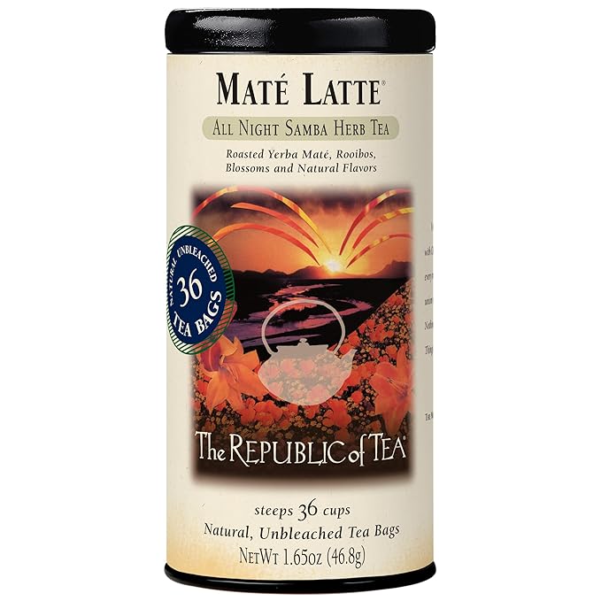 The Republic of Tea - Maté Latte® Herbal Tea, 36 Tea Bags, Roasted Yerba Mate and Rooibos Herbal Tea