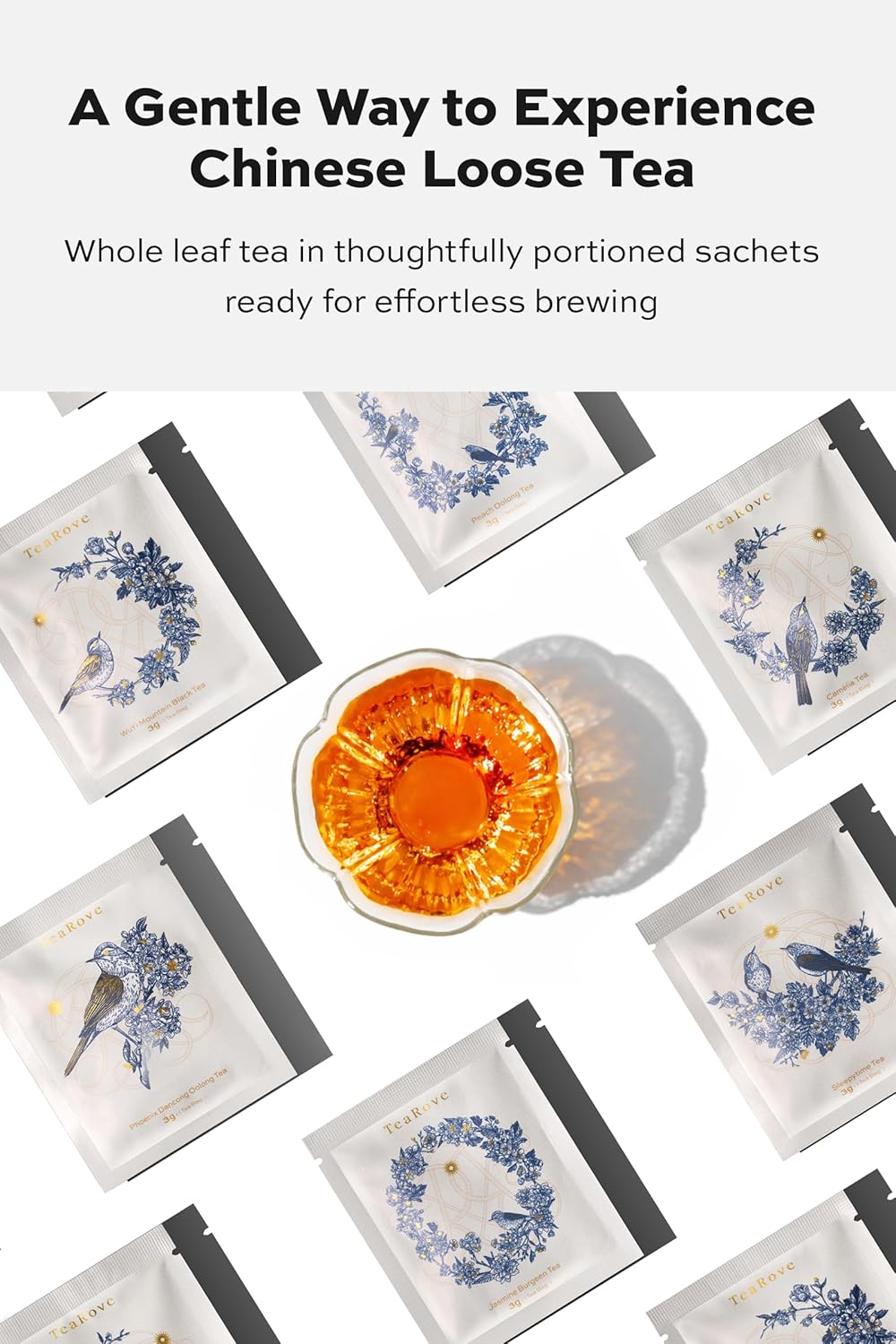 TeaRove Loose Leaf Tea Sampler Gift Set Box, Chinese Whole-Leaf Tea Assortment Variety Pack, Black, Oolong, Jasmine Green & Herbal Teas, Hot or Iced, Self Care Gifts for Tea Lovers