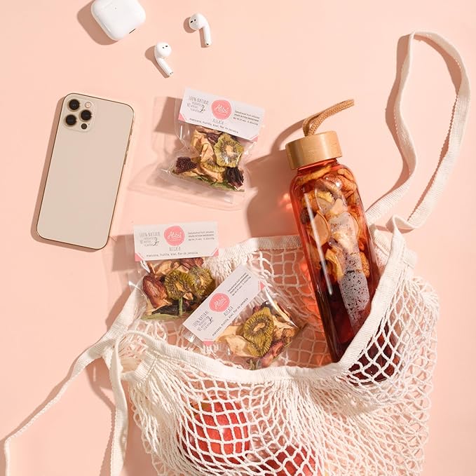 Alibú Dried Fruit Tea Infusions - Alegria - Strawberry, Apple, Kiwi, Hibiscus – Certified Vegan, 100% Natural, Hot or Iced, Caffeine Free