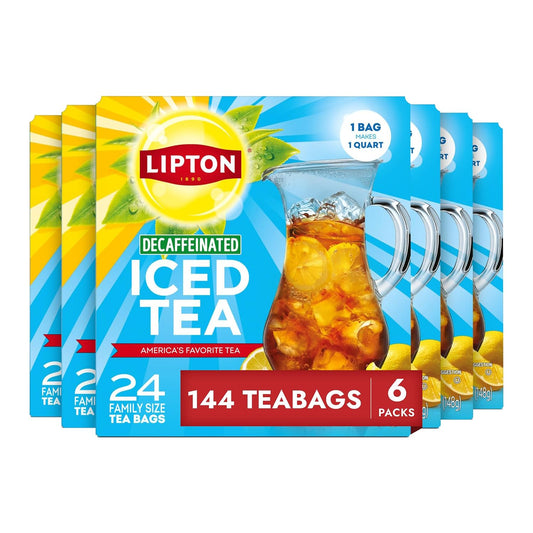 Lipton Decaf Black Iced Tea Bags, Family Size, 144 Count