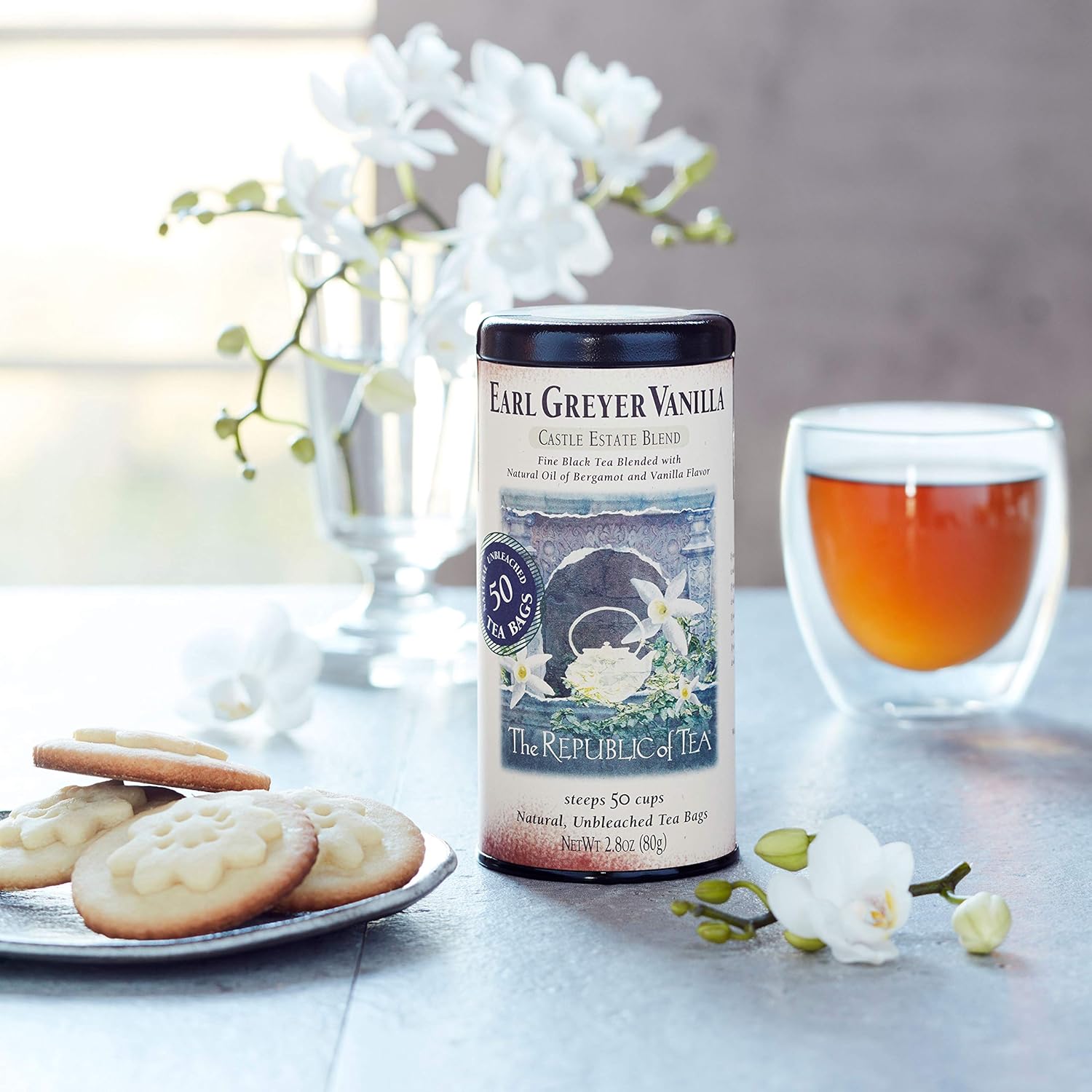 The Republic of Tea - Earl Greyer Vanilla Tea, 2.8 oz Tin, 50 Tea Bags | Gourmet Tea | Caffeinated