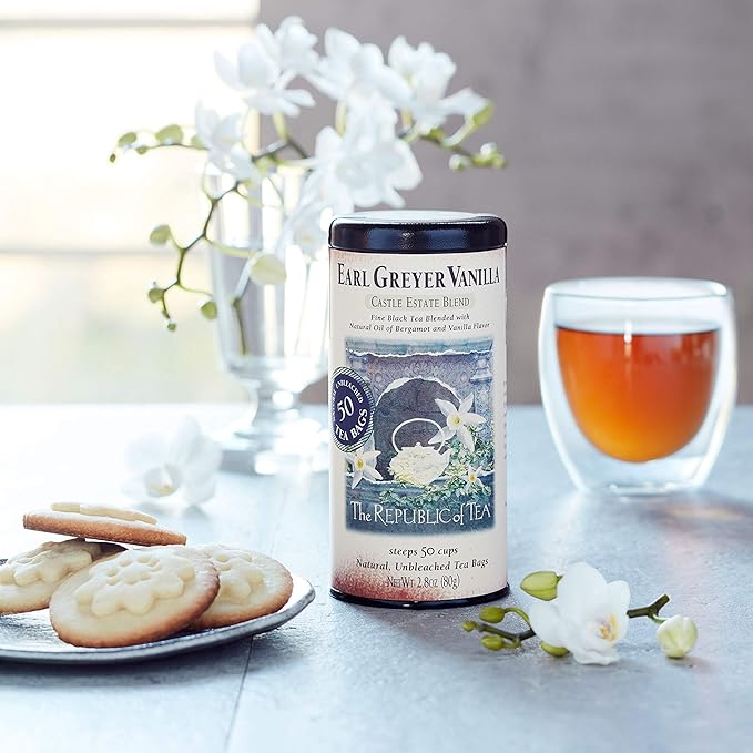 The Republic of Tea - Earl Greyer Vanilla Tea, 2.8 oz Tin, 50 Tea Bags | Gourmet Tea | Caffeinated