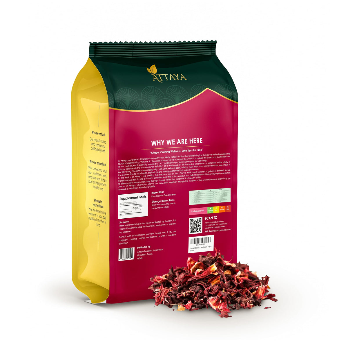 ATTAYA Hibiscus Loose Flowers, Flor de Jamaica, 16oz, Caffeine-Free Sun-Dried Tea