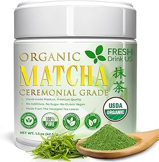 FreshDrinkUS, Organic 1.5 oz Luxury Ceremonial Grade Matcha | USDA - Premium Japanese Green Tea Powder | Stone-Ground Shade-Grown Leaves | Rich Umami Flavor, Vibrant Color & Smooth Finish