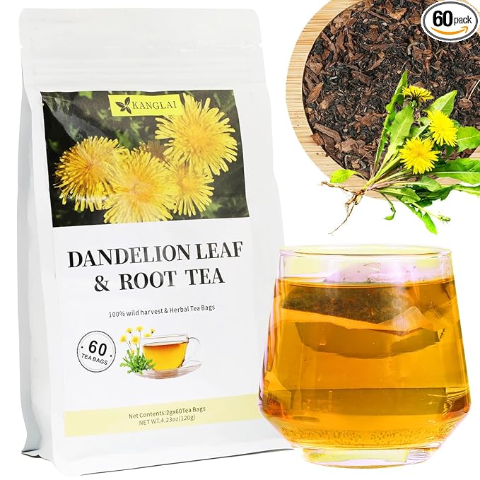 60 Teabags - Dandelion Leaf & Root Tea Bags, Natural Herbal Tea for Liver & Kidney Health, Supports Digestion & Boosts Immune System - Caffeine-Free