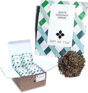 Art of Tea | White Coconut Crème Tea | 50 Count Pyramid Tea Bag Sachets