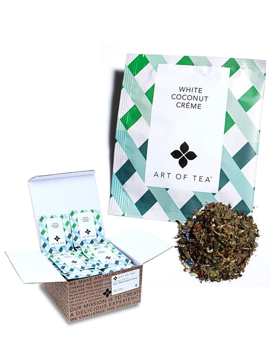 Art of Tea | White Coconut Crème Tea | 50 Count Pyramid Tea Bag Sachets