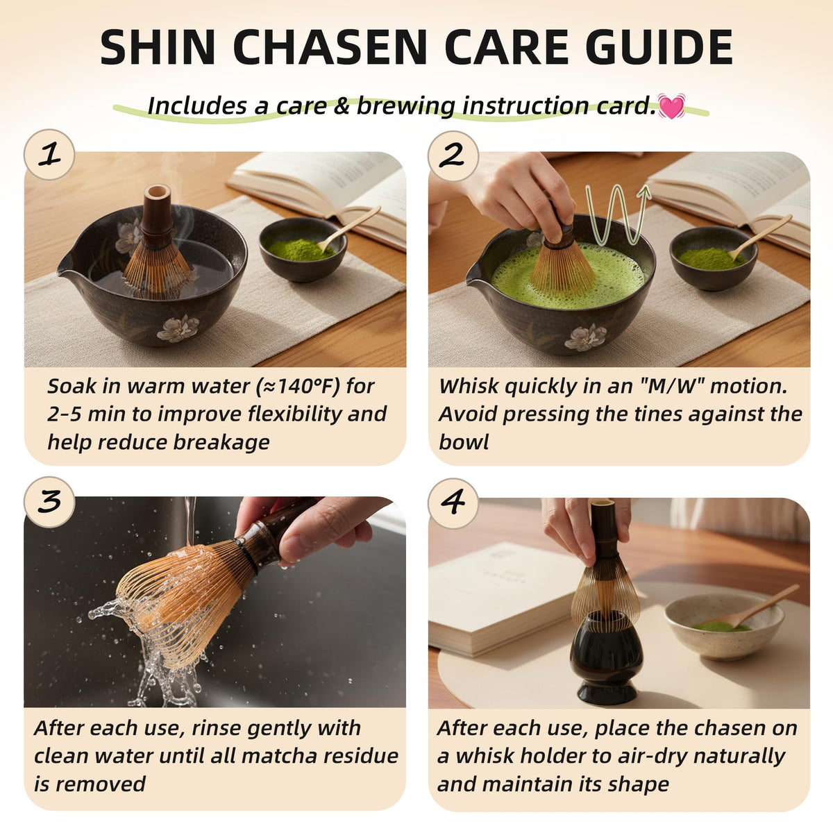 ECOLEMON Handcrafted Shin Chasen, Matcha Whisk for Matcha Ceremonial Grade