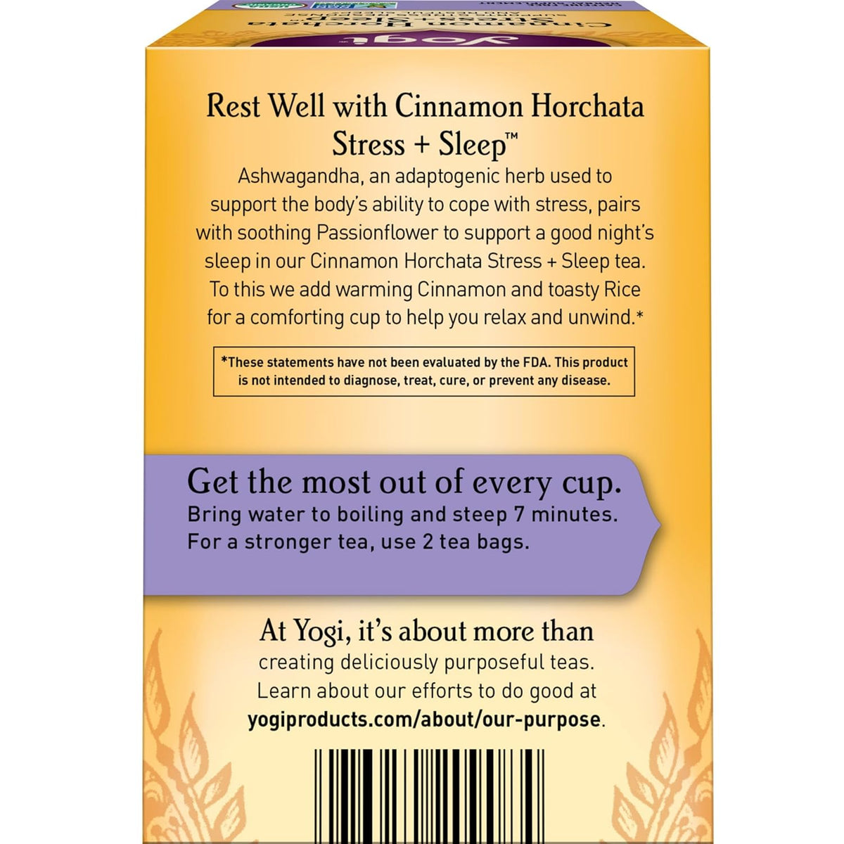 Yogi Cinnamon Horchata Stress &amp; Sleep Tea, 16 Tea Bags (4 Pack)