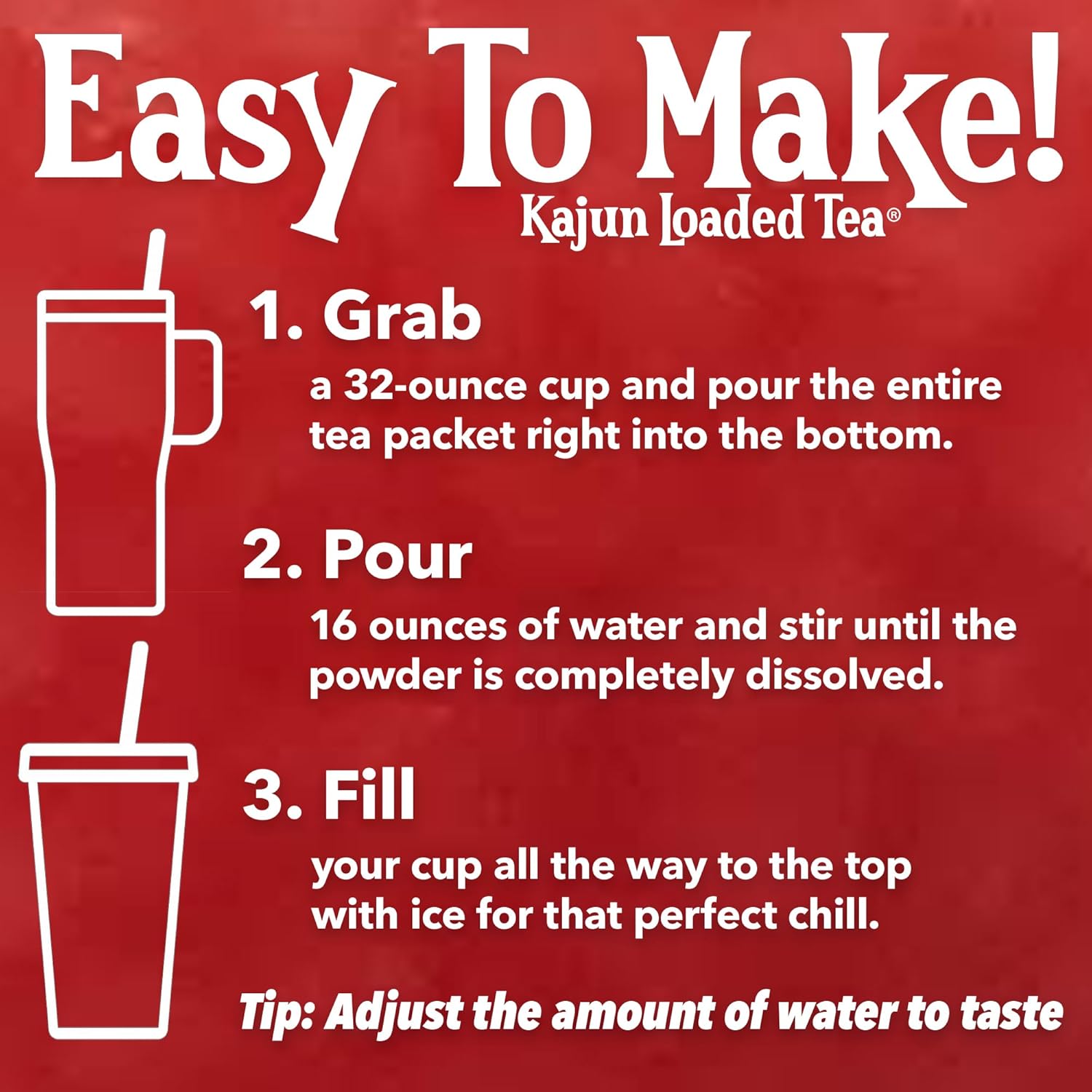 Kajun Loaded Tea – Go-Geaux Juice | Watermelon + Cherry + Sour Green Apple Flavor | Sugar Free Energy Tea Powder | 250mg Green Tea Caffeine | Zero Calories | Keto Friendly