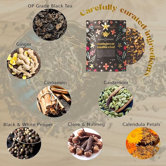 Madagascar Vanilla Chai Tea, Organic Loose Leaf Chai Tea – Black Tea with Chai Spice Blend – Great Hot or Iced Chai Latte