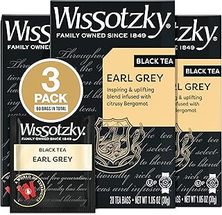 Wissotzky Earl Grey Black Tea, 3 Pack - 60 Tea Bags | Fragrant & Aromatic Tea | Antioxidant Rich | Uplifting Black Tea Bags