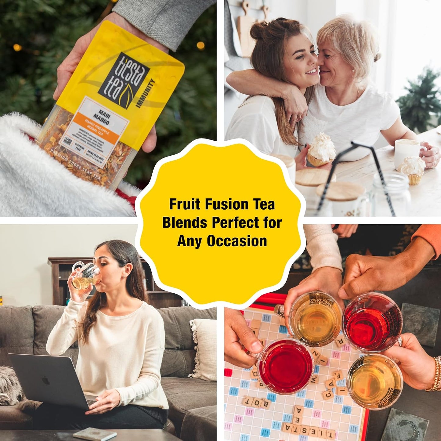 Tiesta Tea - Maui Mango Mango Pineapple Herbal Tea Premium Loose Leaf Tea Blend Non-Caffeinated Fruit Tea Make Hot or Iced Tea &amp; Brews Up to 25 Cups - 2.2 Ounce Resealable Pouch (Pack of 4)