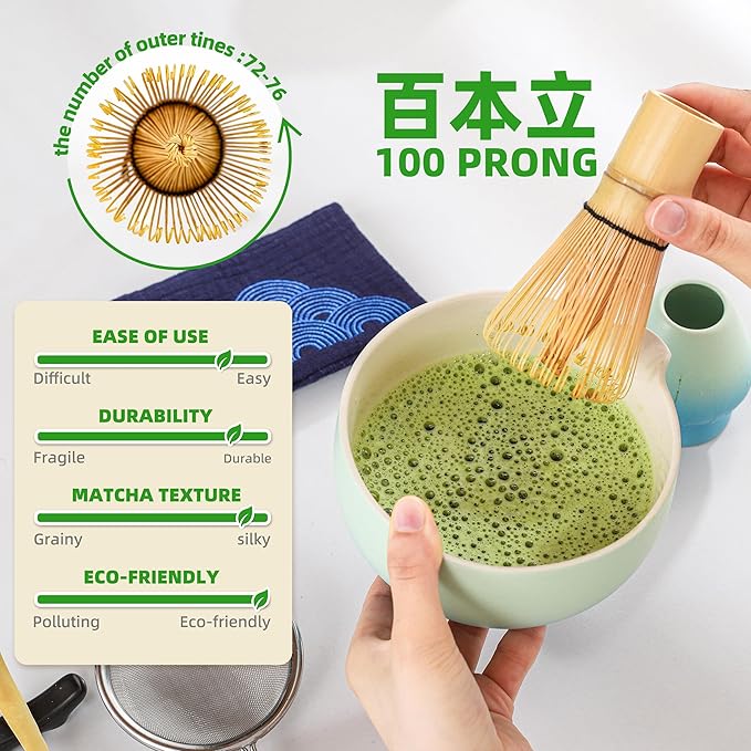 Teanagoo Matcha Whisk Set Blue,Ceremony Matcha Set,Matcha Kit Grident Blue,Matcha Tea Set for Making Breakfast/Latte