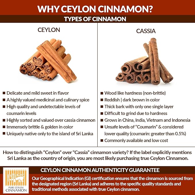 Pure Ceylon Cinnamon Brew - Organic Ceylon Cinnamon Tea Bags (40 Sachets - pack of 2 – 20 COUNT PER BOX)