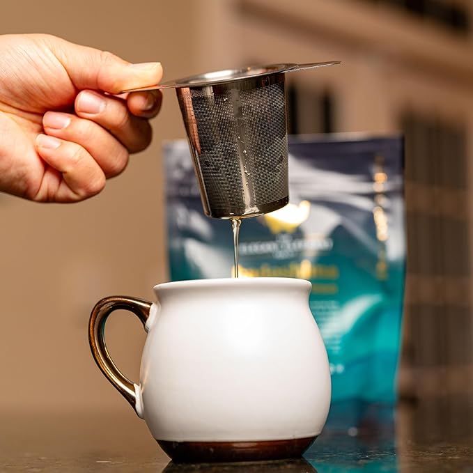 Fine Mesh Loose Tea Infuser −18/8 Stainless Steel, Large Capacity, Wide Double Handles−Fits Cups, Mugs, Small Teapots−Loose Leaf Tea Brew Basket