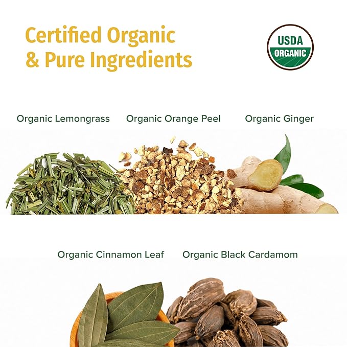 Nepal TEA Organic Herbal Chai Tea Bags from the Himalayas - 15 Pyramid Tea Bags, Single Origin Chai Tea from a Family Farm
