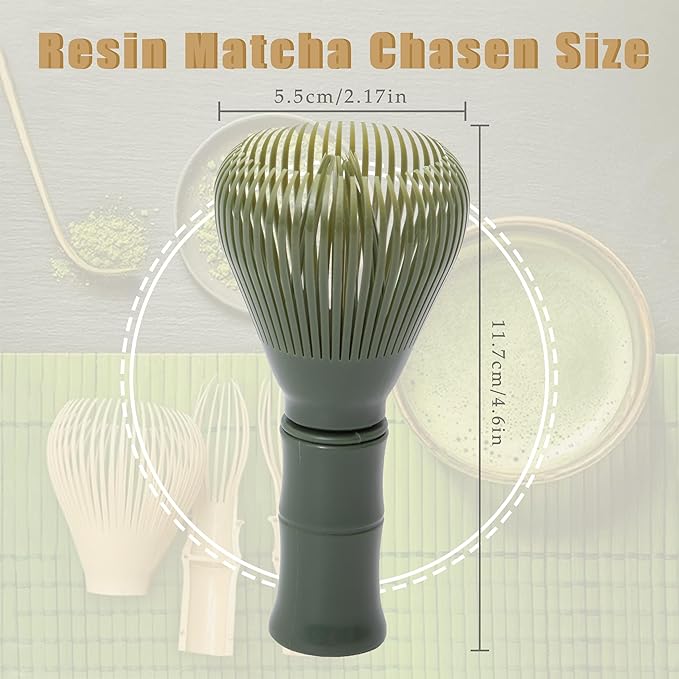 Resin Matcha Whisk Traditional Japanese Chasen Matcha Tea Whisk Gifts for Tea Lovers Reusable Plastic Matcha Whisk for Authentic Tea Preparation (green)