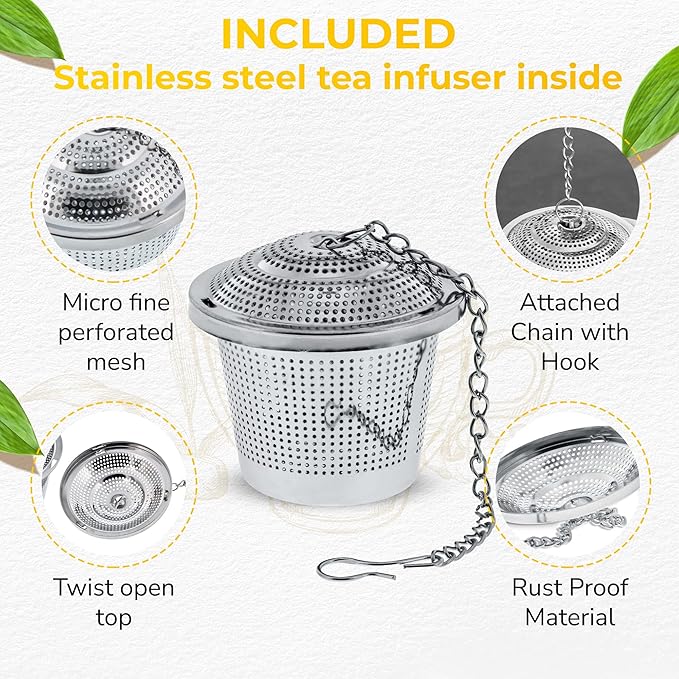 Turmeric Zone Organic Turmeric and Ashwagandha Green Tea - 3.5 oz (Pack of 1) - Includes Stainless Steel Tea Infuser