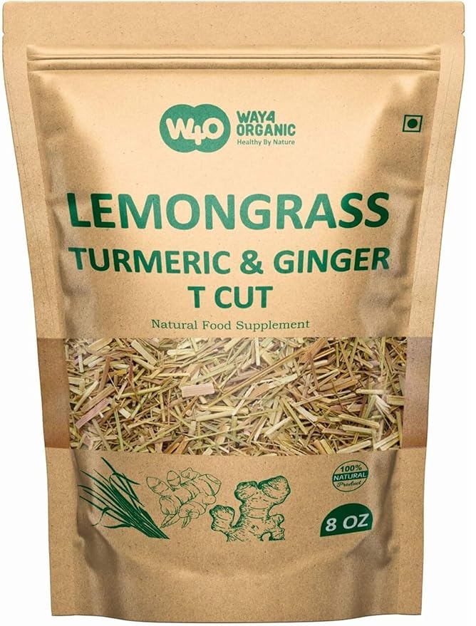 Lemongrass Loose Leaf Herbal Tea with Benefits of Turmeric and Ginger, Caffeine Free, 224g (8-ounce), Culinary Use