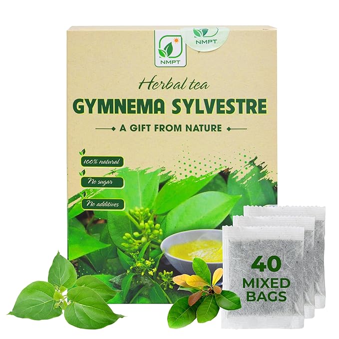 Nmpt Dried Gymnema Sylvestre Leaf Tea, Celastrus Hindsii, 100% Hand Pick, Organic Herbal Tea, 40 Count, Freeze Drying, Gluten Free, Dairy Free