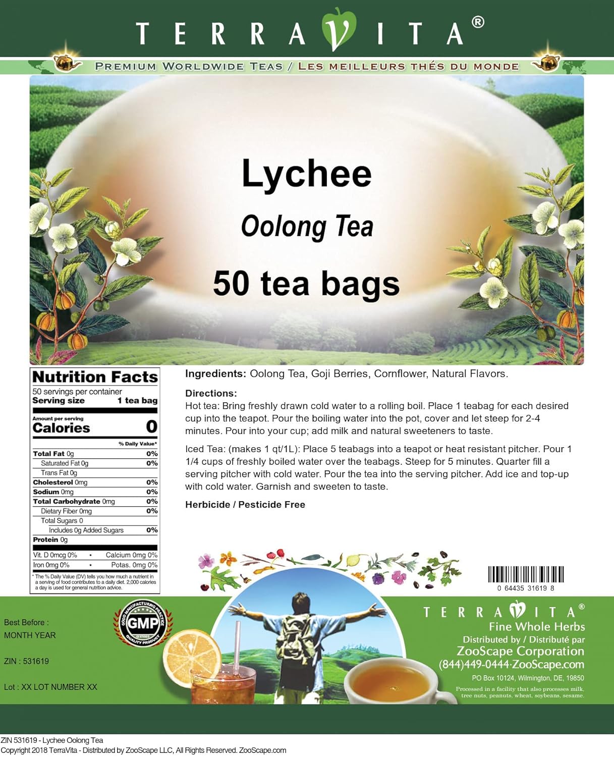 Lychee Oolong Tea (50 tea bags, ZIN: 531619)