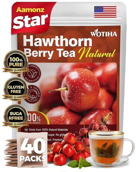 Wotiha Natural Hawthorn Berry Tea 120g – Premium Hawthorn Berries, Caffeine-Free, Additive-Free