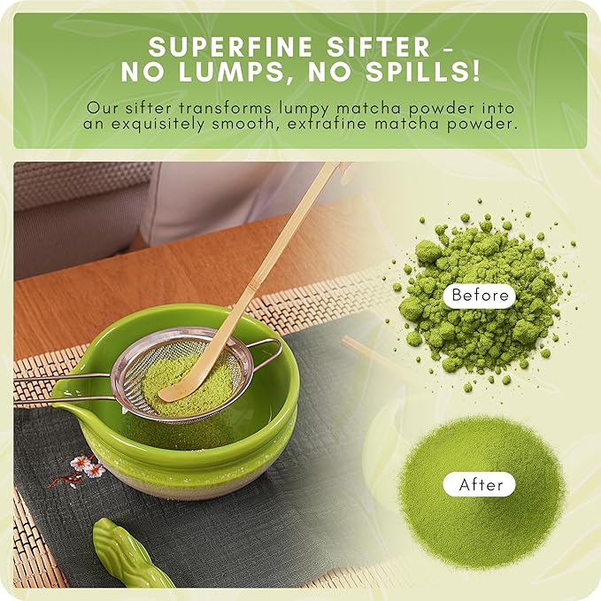 9 Pcs Matcha Whisk Set – Bamboo Matcha Whisk, Bowl, Scoop and Sifter – Complete Matcha Tea Set and Kit for Making Matcha at Home, Cup and Accessories