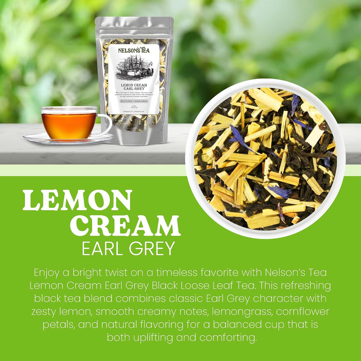 Nelson's Tea Lemon Cream Earl Grey Black Loose Leaf Tea, 1.6 oz