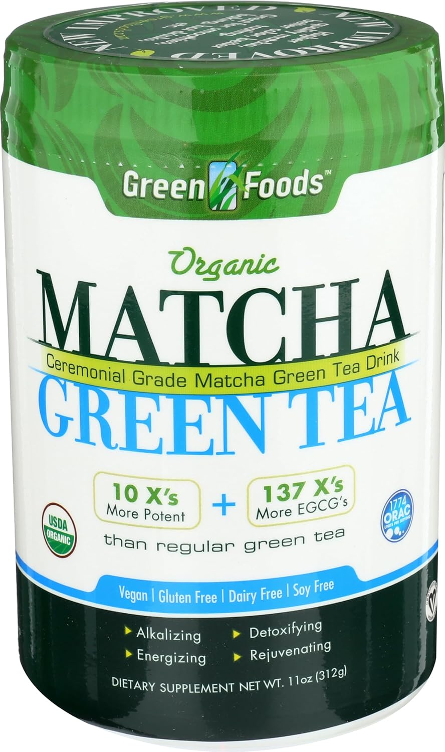 Green Foods Organic Ceremonial Grade Matcha Green Tea 11oz - First Harvest, Farm-Direct