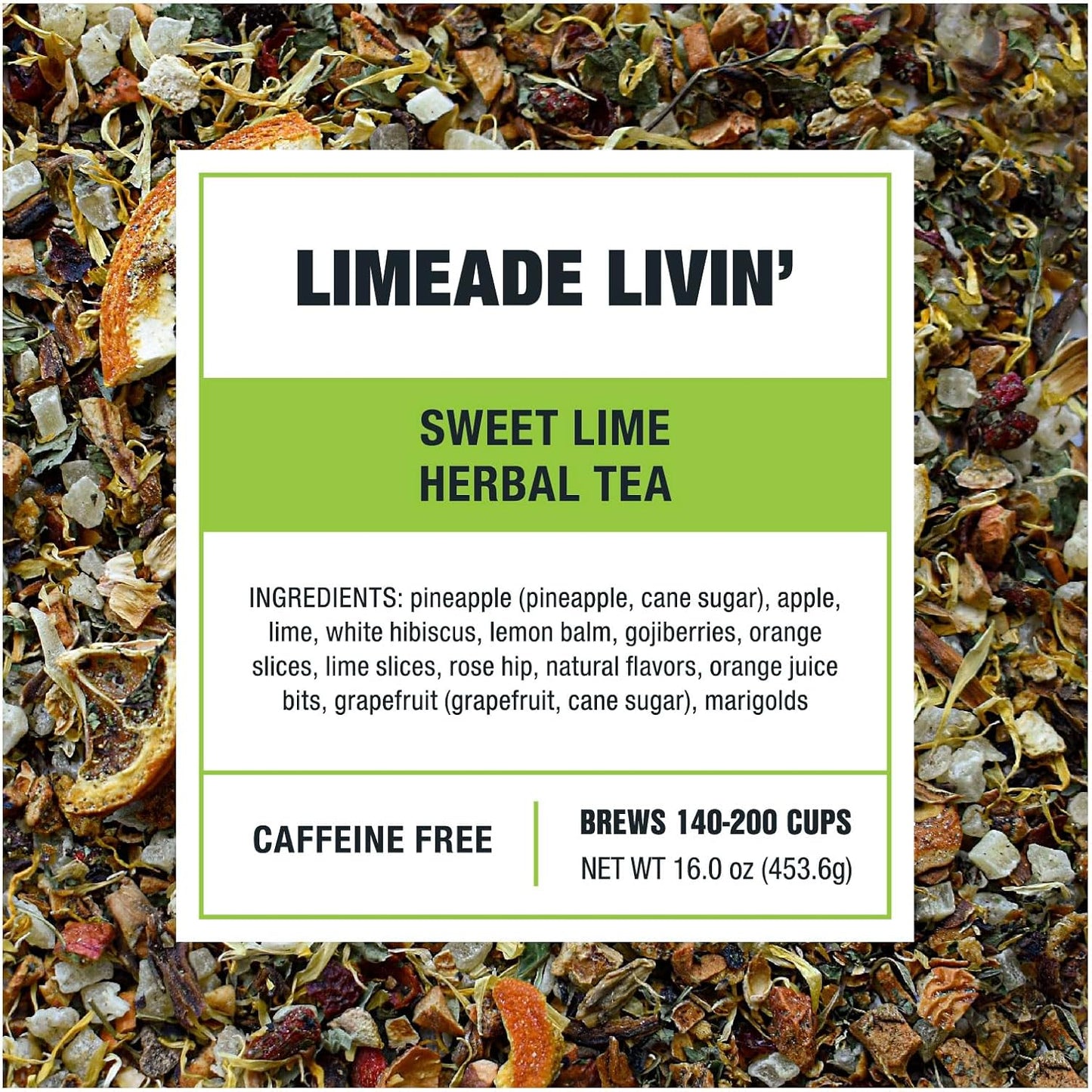 Tiesta Tea - Limeade Livin, Loose Leaf, Sweet Lime Herbal Tea | Premium Non-Caffeinated Blend, Make Hot or Iced, Brews Up to 200 Cups, 16 oz Resealable Bulk Pouch