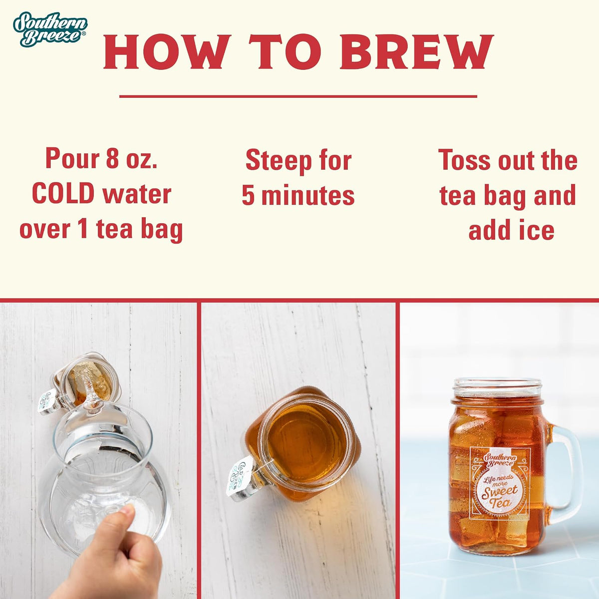 Southern Breeze Cold Brew Sweet Tea Peach Iced Tea 20 Tea Bags