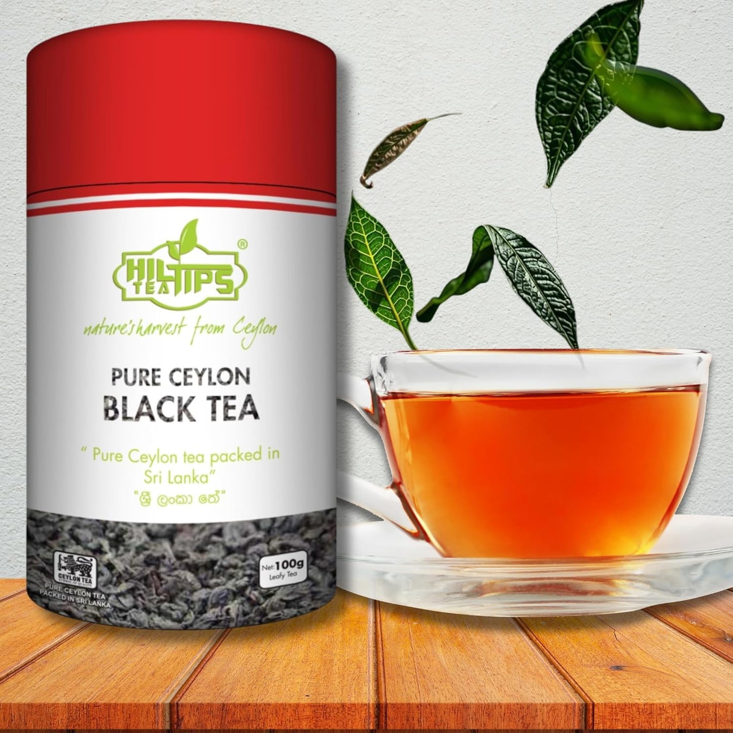 Loose Leaf, Pure Ceylon Black Tea 100g, Exquisite Blend, Hiltips, In Reusable Round Caddy