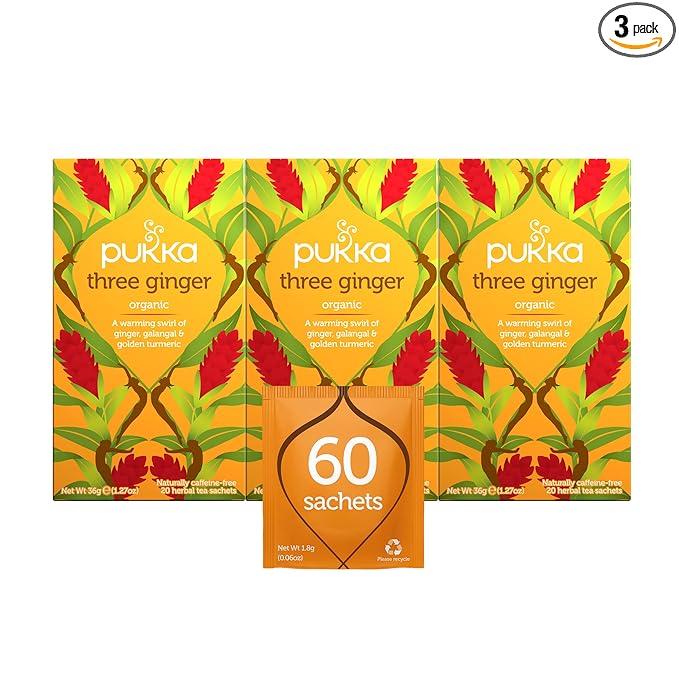 Pukka Herbal Tea Three Ginger 20 Count (Pack of 3)