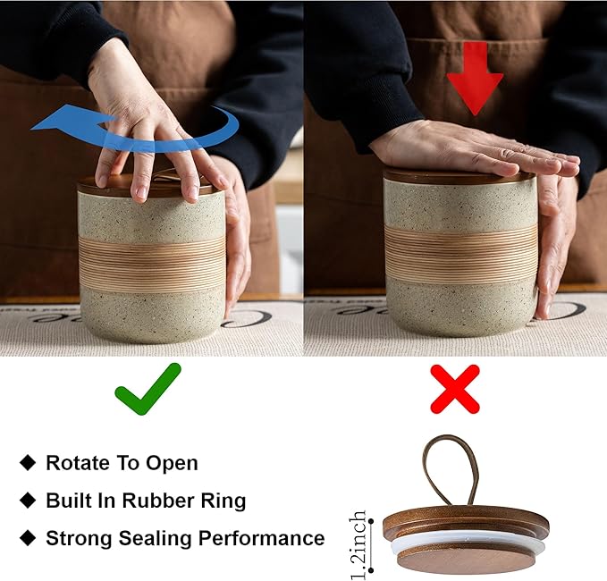 Small Ceramic Jar with Lid, Coffee Canister Coffee Container Kitchen Food Storage Jars for Spice Sugar Tea Bag