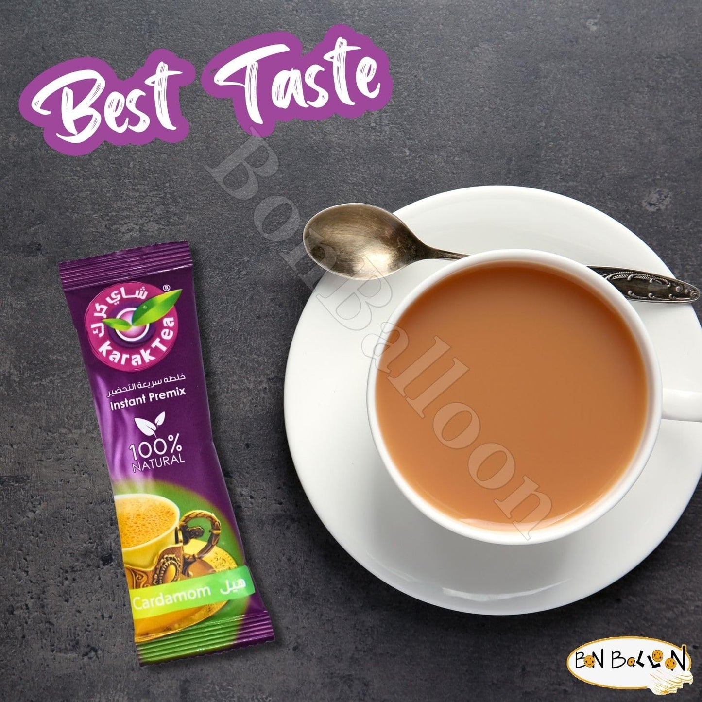 Karak Tea Instant Premix Cardamom Natural Chai Powder Oriental Egyptian Arab Egypt Arabic Kosher Halal (1 Pack = 10 Sachets x 20 gm) شاى كرك بالهيل سريع التحضير