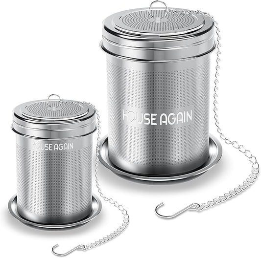 House Again Tea Infuser (2 Pack, Large + Small), Extra Fine Mesh Tea Strainers for Loose Tea