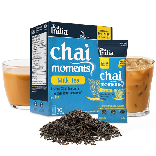 Tea India Chai Moments Milk Tea Instant Latte Powder, 10 Packets
