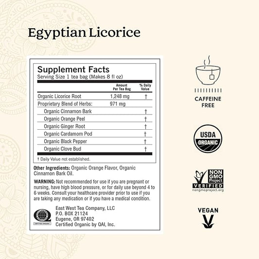 Yogi Tea Egyptian Licorice Tea - 16 Tea Bags per Pack (4 Packs) - Organic Licorice Tea Bags - Includes Licorice Root, Cinnamon Bark, Orange Peel, Ginger Root, Cardamom Pod & More