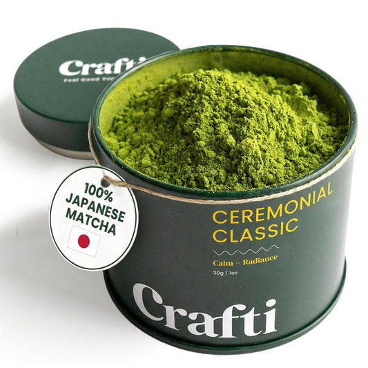 Crafti Ceremonial Grade Matcha Powder | Organic | 100% First Harvest | Unsweetened Authentic Japanese Daily Matcha Green Tea Powder (30g / 1.06oz)
