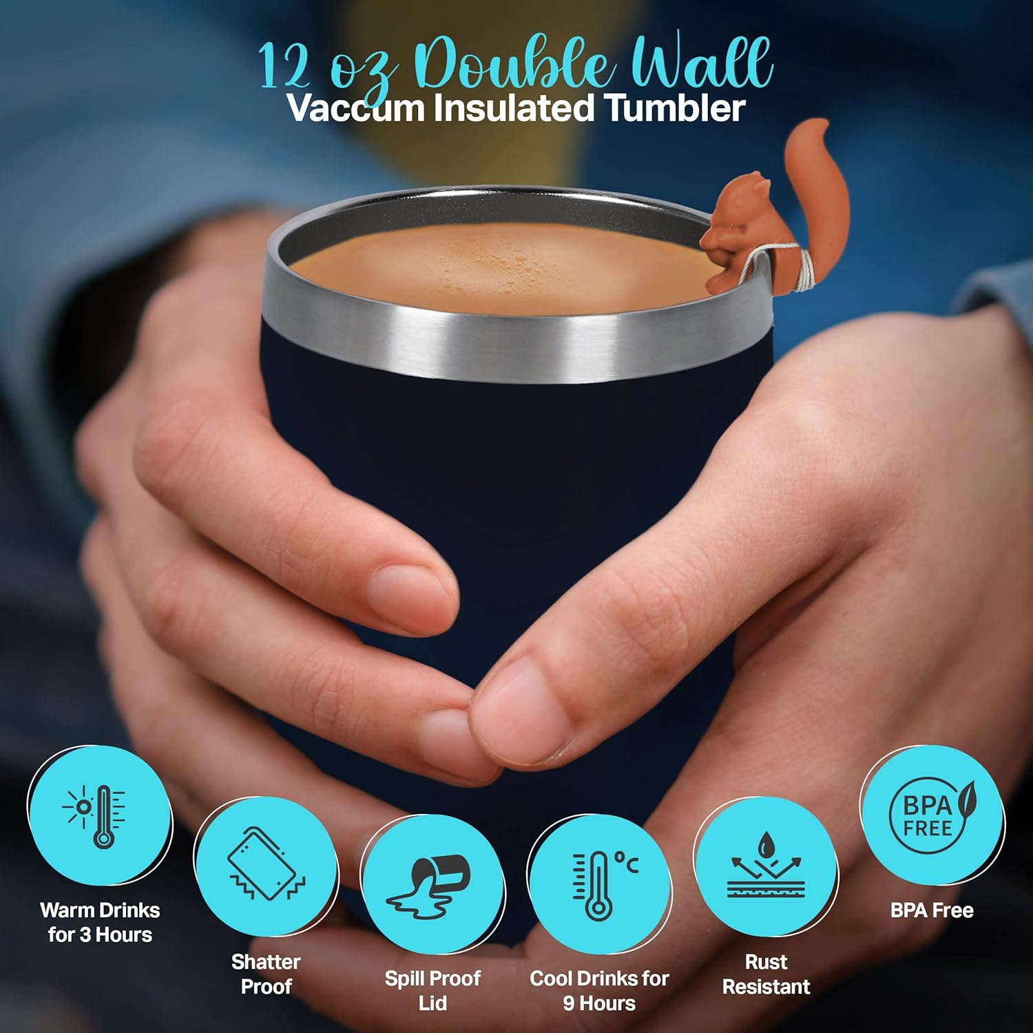 Tea Gift Set for Women and Men – Elegant Tea Sets for Women Gift with 15 Unique Teas, Stainless Steel Tumbler & 10 Honey Straws in Premium Box (Black)