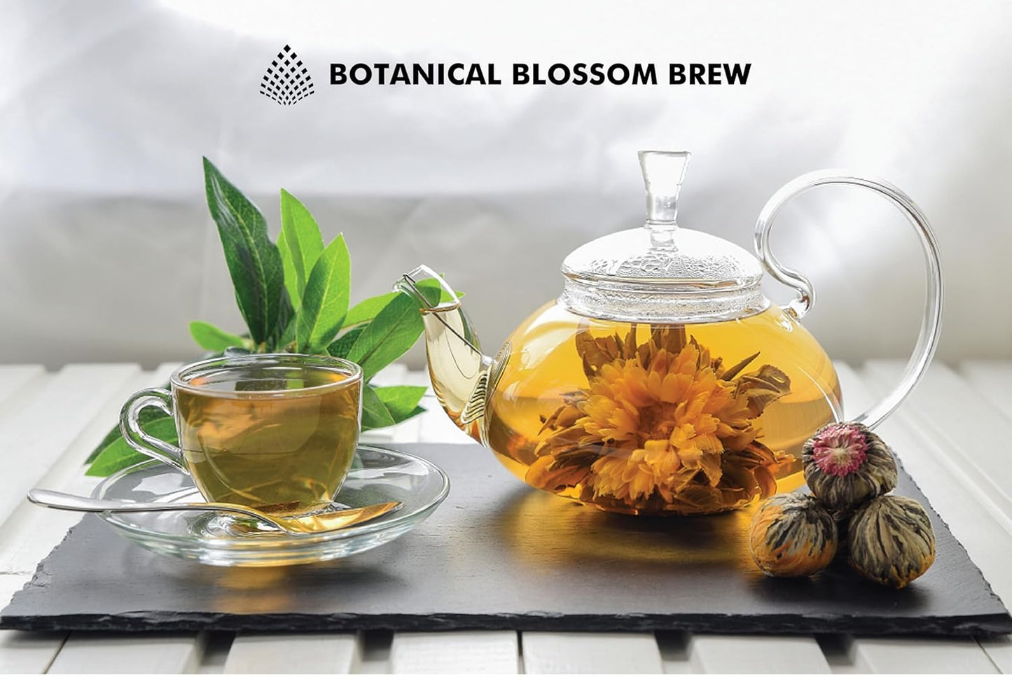 Botanical Flowering Gourmet Tea - 12 Unique Varieties of Fresh Blooming Tea Flowers - Hand-Tied Natural Herbal Tea Leaves & Edible Flowers - 12-Pack Gift Canister - 36 Steeps, Makes 250 Cups