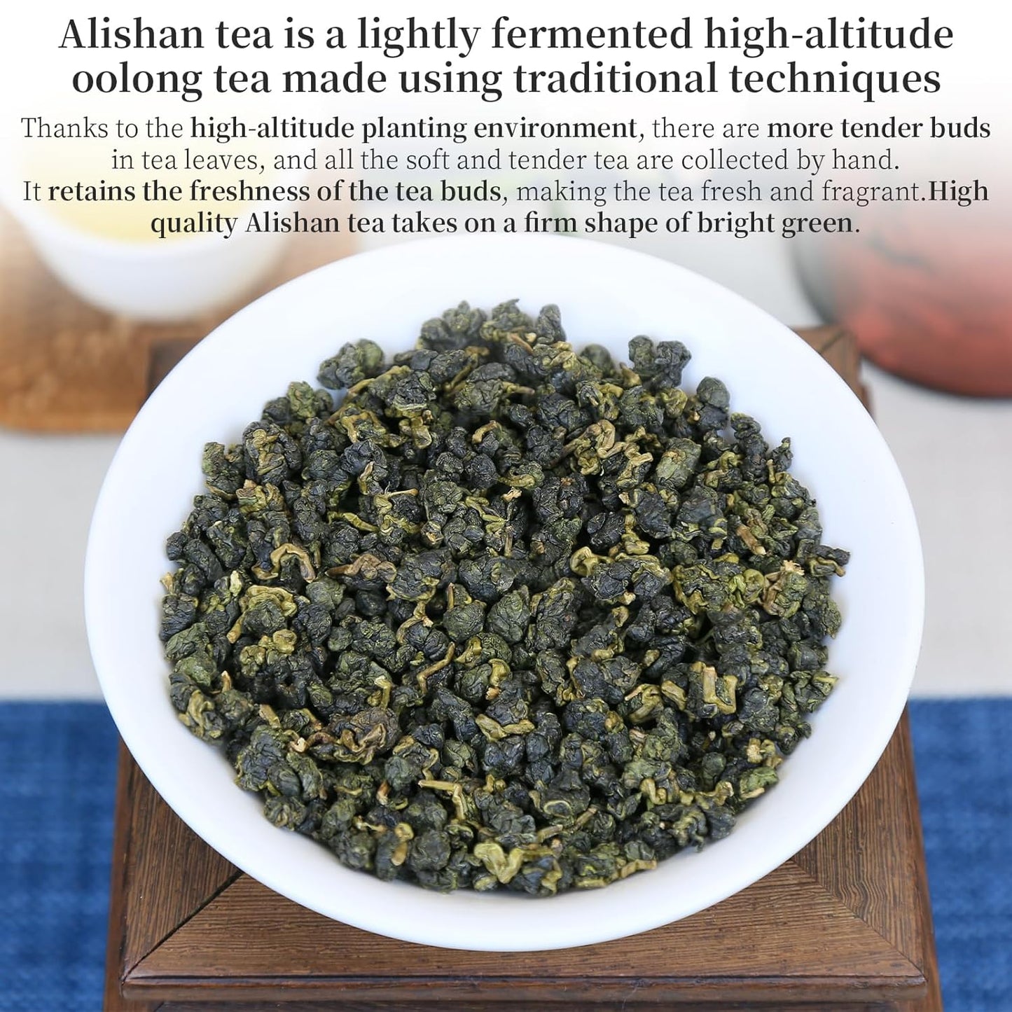 XIXICHA Alishan Oolong Tea Loose Leaf Grade AAA Taiwan High Mountain Gaoshan Ulong Tea Taiwan Tea Taiwanese Green Oolong Tea Floral and Fruity Aroma（120 cups） 5.29oz/150g 阿里山 乌龙茶